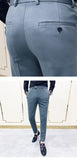 Spring Summer New Pants Men's Korean Slim Men Casual Pants Streetwear Men Suit Pants Men's Black Gray Trousers Plus Size 36