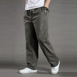 Men's Casual Trousers Cotton Overalls Elastic Waist Full Len Multi-Pocket Plus Fertilizer Men's Clothing Big Size Cargo Pants