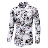 Hot Sale  Fashion Flower Printed Men's Shirt Casual Plus Size Long Sleeve Shirts Male Slim Fit Mens Office Shirt M-7XL