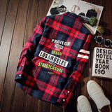 Autumn New Fashion Brand Print Shirt Men's Personality Letter Plaid Slim Shirt Men's Casual Social Shirt Men's Clothing 5XL