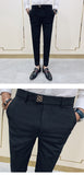 Spring Summer New Pants Men's Korean Slim Men Casual Pants Streetwear Men Suit Pants Men's Black Gray Trousers Plus Size 36