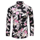 Hot Sale  Fashion Flower Printed Men's Shirt Casual Plus Size Long Sleeve Shirts Male Slim Fit Mens Office Shirt M-7XL