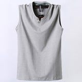 Pure Cotton Classic Tank Tops Men Sleeveless Tank Shirt Solid Color V-Neck Tees All-match Tees Button Sweatshirts Tank Men 5XL