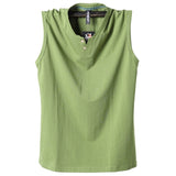 Pure Cotton Classic Tank Tops Men Sleeveless Tank Shirt Solid Color V-Neck Tees All-match Tees Button Sweatshirts Tank Men 5XL