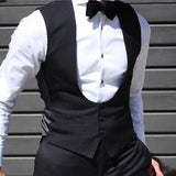 Black Men Vest for Wedding Groom Tuxedo One Piece Slim Fit Waistcoat Solid Color Male Fashoin Coat Clothes