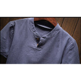 Summer Brand T-Shirt Men Short Sleeve Loose Breathable Cotton Linen T Shirt Male Fashion Solid Color V-Neck Tees 9XL