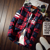 Autumn New Fashion Brand Print Shirt Men's Personality Letter Plaid Slim Shirt Men's Casual Social Shirt Men's Clothing 5XL