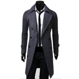 High Quality Trench Coat Men's Fashion Long Brand Autumn Jacket Self-Cultivation Solid Color Men's Coat Double-Breasted Jacket