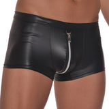 Mens Soft Underwear Faux Leather Zipper Panties Boxer Underpants Sexy Male Comfortable High Quality Hot Sale Thin Fashion Briefs