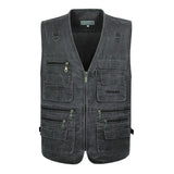 New Summer Mens Casual Sleeveless Vest Men Multi Pocket Cotton Waistcoat Cargo Vest Military Sleeveless Jacket Coat Plus Size