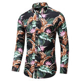 Hot Sale  Fashion Flower Printed Men's Shirt Casual Plus Size Long Sleeve Shirts Male Slim Fit Mens Office Shirt M-7XL