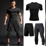 Men's Running Tracksuit Training Fitness Sportswear Set Compression Leggings Sport Clothes Gym Tight Sweatpants