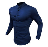 Autumn Fashion Long Sleeve Shirt Men Super Slim Fit Male Casual Social Business Dress Shirt Brand Men Fitness Sports Clothing