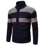 Autumn Winter Cardigan Men Sweaters Jackets Coats Fashion Striped Knitted Cardigan Slim Fit Sweaters Coat Mens Clothing