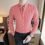 Cheap Business Men Shirt Brand Fashion Long Sleeve Shirt Men All Match Slim Fit Striped Shirts Men Formal Wear Blouse