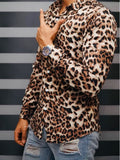 High Quality Men Shirt Brand New Slim Fit Casual Leopard Print Social Shirts Dress Long Sleeve Plus Size Night Club Prom Tuxedo