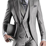 Gray Wedding Men Tail Coat 3 Piece Groom Tuxedo for Formal Prom Male Suits Fashion Set Jacket with Pants Vest