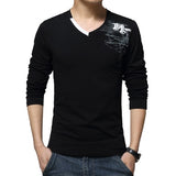 Spring New Arrival Men's T Shirt O Neck Patchwork Long Sleeve T Shirt Mens Clothing Trend Plus Size Top Tees Shirts M-5XL
