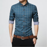 New Fashion Brand Mens Shirt Cotton Plaid Men Shirt Slim Fit Social Shirt Men Long-Sleeved Business Camisas Hombre M-5XL