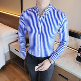 Cheap Business Men Shirt Brand Fashion Long Sleeve Shirt Men All Match Slim Fit Striped Shirts Men Formal Wear Blouse