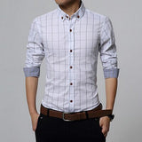 New Fashion Brand Mens Shirt Cotton Plaid Men Shirt Slim Fit Social Shirt Men Long-Sleeved Business Camisas Hombre M-5XL