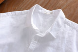 Cotton Linen Shirts For Men Casual Short Sleeve Tops Oversize Solid White Turn-Down Collar Tee Male Summer Vacation Clothing