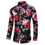 Hot Sale  Fashion Flower Printed Men's Shirt Casual Plus Size Long Sleeve Shirts Male Slim Fit Mens Office Shirt M-7XL