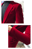 Elegant Wine Red Suits Mens Velvet Luxury Suits For Mens Groom Wedding Velour Suits Gentlemen Dress 2 pcs Flannel Green Burgundy
