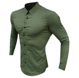 Autumn Fashion Long Sleeve Shirt Men Super Slim Fit Male Casual Social Business Dress Shirt Brand Men Fitness Sports Clothing