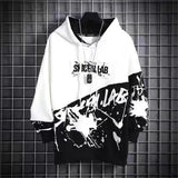 Spring Outfits Trends Men Hip Hop Patchwork Tops Streetwear Autumn Harajuku Pullover Sweatshirts Korean Black Hoody Fashion Oversized Funny Hoodie