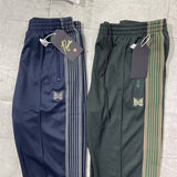 Blackish Green AWGE Needles Pants Men Women 1:1 Quality Embroidered Butterfly Logo Needles Track Pants Classic Stripe Trousers