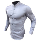 Autumn Fashion Long Sleeve Shirt Men Super Slim Fit Male Casual Social Business Dress Shirt Brand Men Fitness Sports Clothing