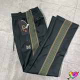 Blackish Green AWGE Needles Pants Men Women 1:1 Quality Embroidered Butterfly Logo Needles Track Pants Classic Stripe Trousers