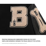 Gotmes Men Baseball Jacket Hip Hop Harajuku Embroidery Bone Letter Patchwork Bomber Coat Fashion High Street Casual Loose Jacket Unisex