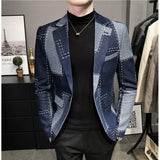 Top quality Autumn Blazers Men Slim Fit British Plaid Formal Suit Jacket Male Party Wedding Business Slim Fit Casual Coat Tuxedo