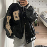 Gotmes Men Baseball Jacket Hip Hop Harajuku Embroidery Bone Letter Patchwork Bomber Coat Fashion High Street Casual Loose Jacket Unisex