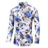 Hot Sale  Fashion Flower Printed Men's Shirt Casual Plus Size Long Sleeve Shirts Male Slim Fit Mens Office Shirt M-7XL