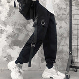 Cargo Pants Men Chains Pocket Punk Black Sweatpants Gothic Harajuku Jogger Trousers Women Clothing Hip-Hop Streetwear