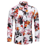 Hot Sale  Fashion Flower Printed Men's Shirt Casual Plus Size Long Sleeve Shirts Male Slim Fit Mens Office Shirt M-7XL