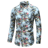 Hot Sale  Fashion Flower Printed Men's Shirt Casual Plus Size Long Sleeve Shirts Male Slim Fit Mens Office Shirt M-7XL