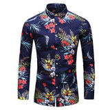 Hot Sale  Fashion Flower Printed Men's Shirt Casual Plus Size Long Sleeve Shirts Male Slim Fit Mens Office Shirt M-7XL