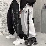 Cargo Pants Men Chains Pocket Punk Black Sweatpants Gothic Harajuku Jogger Trousers Women Clothing Hip-Hop Streetwear