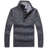 Pullover Mens Thick Warm Knitted Pullover Men Sweater Solid Fashion Turtleneck Sweaters Half Zip Warm Fleece Winter Coat Casual