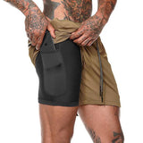 Summer New Men's Camo Running Shorts 2-in-1 Double Layer Quick Drying Gym Fitness Jogging Training Sports Casual Shorts