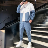 Patchwork Hip Hop Casual Men's Sets Korean Style 2 Piece Sets Clothes Men Streetwear Fitness Male Tracksuit