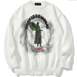 Hip Hop Knitted Men Sweater Male Angel Lightning Printed Streetwear Harajuku Autumn Oversized Casual Pullover Knitwear Sweaters