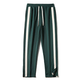 Men's Striped Slit Pants Spring Autumn Straight Wide Leg Trousers High Street Loose Casual Trousers Fashion Men Clothing