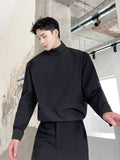 Niche Autumn Winter Versatile High Collar Design Men's Shirt Darkwear Korean Fashion Solid Color Male Tops 9A5431