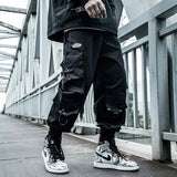 Black Cargo Pants Men Joggers Hip Hop Techwear Pants Hippie Cargo Trousers for Men Streetwear Plus Size Pockets Oversize