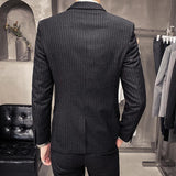 Male Korean Blazers Slim Check British Business Suit Men Three Piece Wedding Bridegroom Man Dress